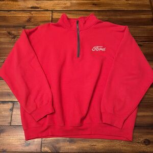 Ford Embroidered 1/4 Zip Pullover Sweatshirt Men's XL Red - Mustang F150 Shelby